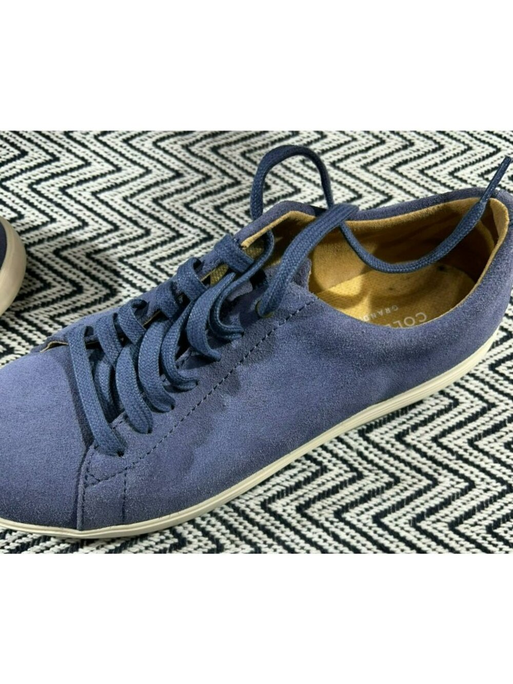 Cole Haan Womens Sneakers Blue Size 9.5 Suede Lace-Up Low-Top Pre-Owned - Picture 6 of 6